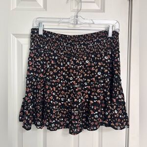 Pink Lily Floral Ruffle Mini Skirt